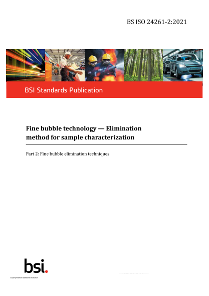 BS ISO 24261-2-2021Fine bubble technology. Elimination method for sample characterization. Part 2:Fine bubble elimination techniques