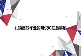 九項(xiàng)高危作業(yè)，特殊作業(yè)危害辨識(shí)和注意事項(xiàng)ppt