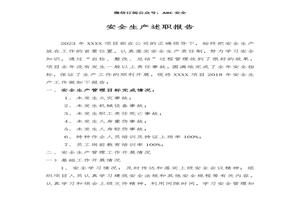 XX項(xiàng)目部安全生產(chǎn)述職報(bào)告（9頁(yè)）doc