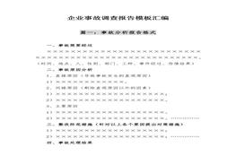 企業(yè)事故調查報告模板匯編docx