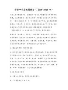 安全中長(zhǎng)期發(fā)展規(guī)劃（ 2018-2023 年）docx