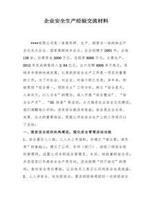 XX公司安全生產(chǎn)先進(jìn)經(jīng)驗(yàn)交流材料（9頁）docx