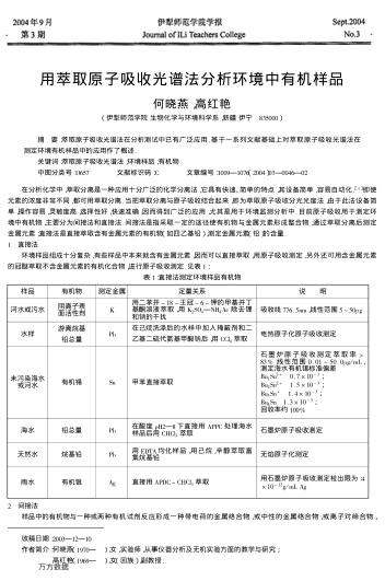 用萃取原子吸收光譜法分析環(huán)境中有機(jī)樣品